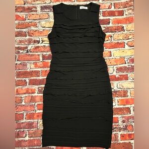 Calvin Klein Black Layered Midi Dress